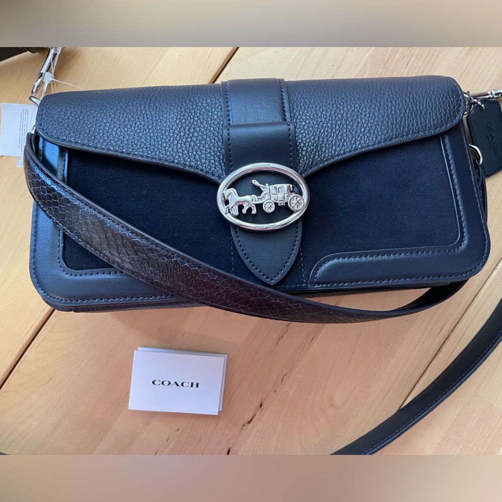 Coach Georgie Midnight Shoulder Bag In Pebbled Leather. NWT!